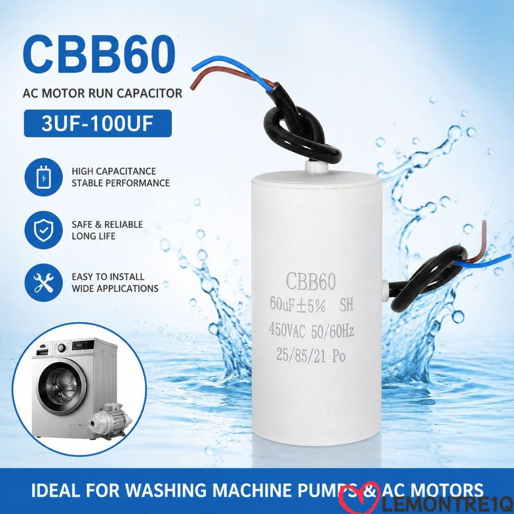 LEMONTREE CBB60 Capacitor, Round 50/60Hz Motor Run Capacitor, ทนทาน 450V 3UF-100UF Start Capacitor