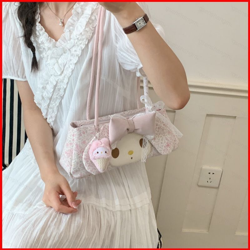 กระเป๋าบาแกตต์ฝรั่งเศสใหม่การ์ตูนน่ารักเกาหลีโบว์สาวหวานกระเป๋าสะพายเดินทางสําหรับผู้หญิง