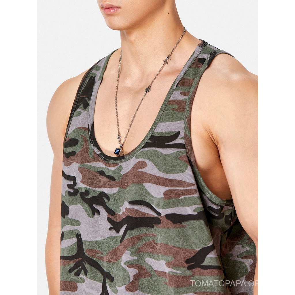 TOMATOPAPA Mens Summer Sports Camouflage Vest-Fitness Sports Sleeve Slim-fit Cotton Sweat Vest Fashion Pullover Loose — صورة 4