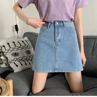 S-7XL 4 สี กระโปรงยีนส์สั้น สำหรับผู้หญิงไซส์พลัสรูปร่างลูกแพร์ กระโปรงทรงเอไลน์ช่วยให้ดูผอมเพรียว