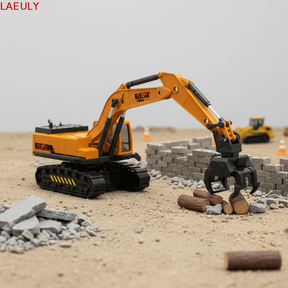 LAEULY วิศวกรรม Diecast Crane, Inertial Model Mini Yellow Engineering รถปราบดิน, ลูกกลิ้งถนนก่อสร้าง