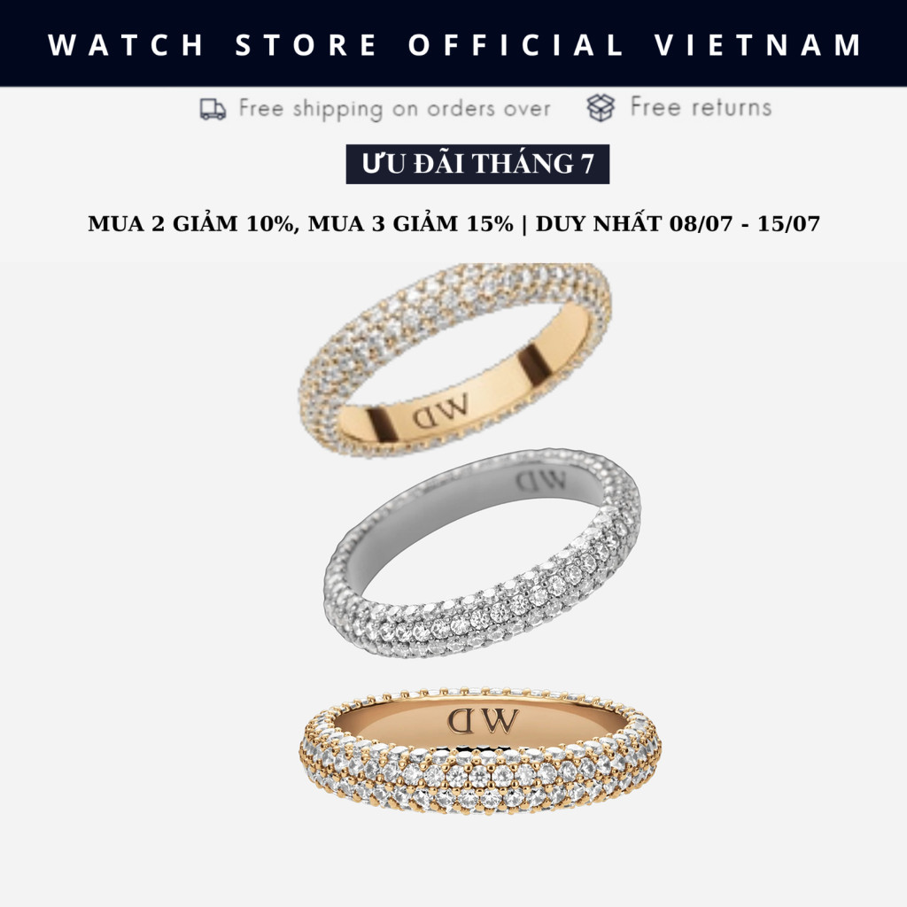 Daniel Welington แหวนผู้ชายและผู้หญิง V7 - DW00400633 Pavé Ring Fullbox กระเป๋าแท้ DANIEL STORE VIETNAM