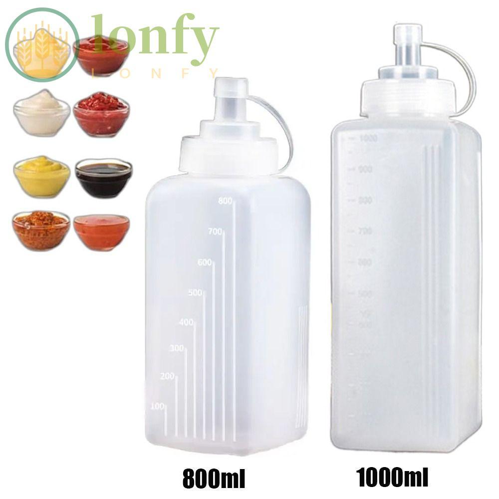 LONFY 800/1000ml ขวดใส่เครื่องปรุง, ขวดบีบซอส แกดเจ็ต ครัวกันฝุ่น, ขวดจ่ายซอสซอสขนม PE