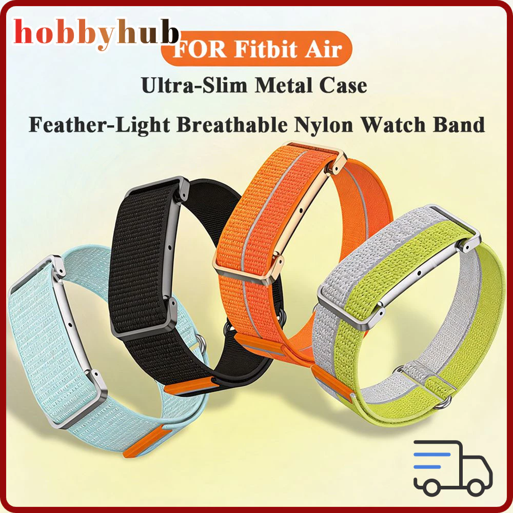 HOBBYHUB สายนาฬิกาไนลอนปรับได้ Quick Release ระบายอากาศดี สำหรับ Fitbit Air ผู้ชายผู้หญิง คุณภาพสูง