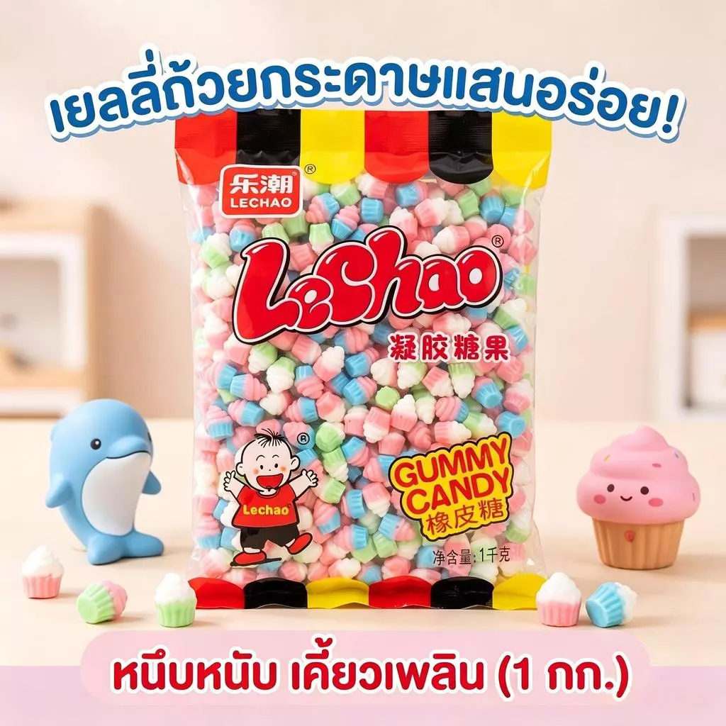 Jinlong ลูกอมรูปเค้ก 150g-1000g กัมมี่คัพเค้ก Lechao นุ่ม หนึบ ปลอดภัย อร่อยตรงปก ไม่จกตาแน่นอน