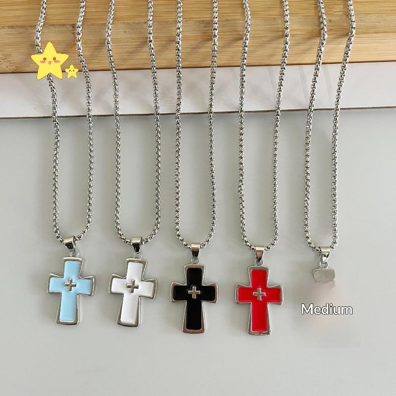 [JBTH] Cool Dopamine Religion Cross Pendant Nelace Niche Design All-match Baptism Clavicle Nelace [J