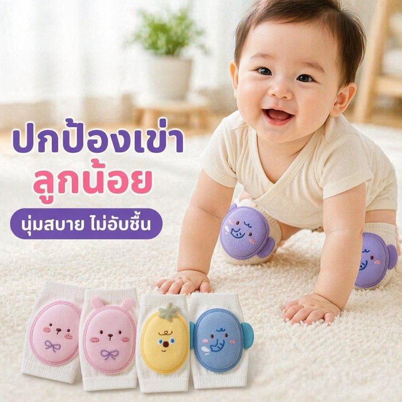 สนับเข่าเด็ก กันลื่น ผ้าฝ้าย ระบายอากาศ นุ่มสบาย ซับแรงกระแทก ลายการ์ตูน 0 4 ปี