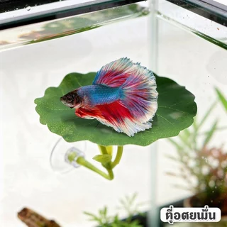 ใบไม้เทียมตกแต่งตู้ปลา ที่นอนปลากัด ใบบัวปลอม พืชน้ำเทียม ที่หลบซ่อน วางไข่