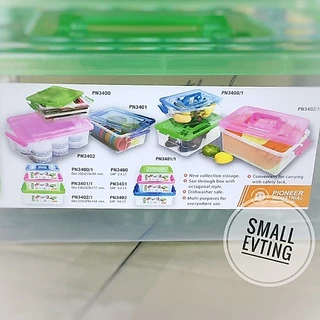 Small Evting กล่องเก็บของ เอนกประสงค์ ทรงเตี้ย-สูง ตัวใส ฝาสี ล็อคได้ กล่องพลาสติก สีใส storage box