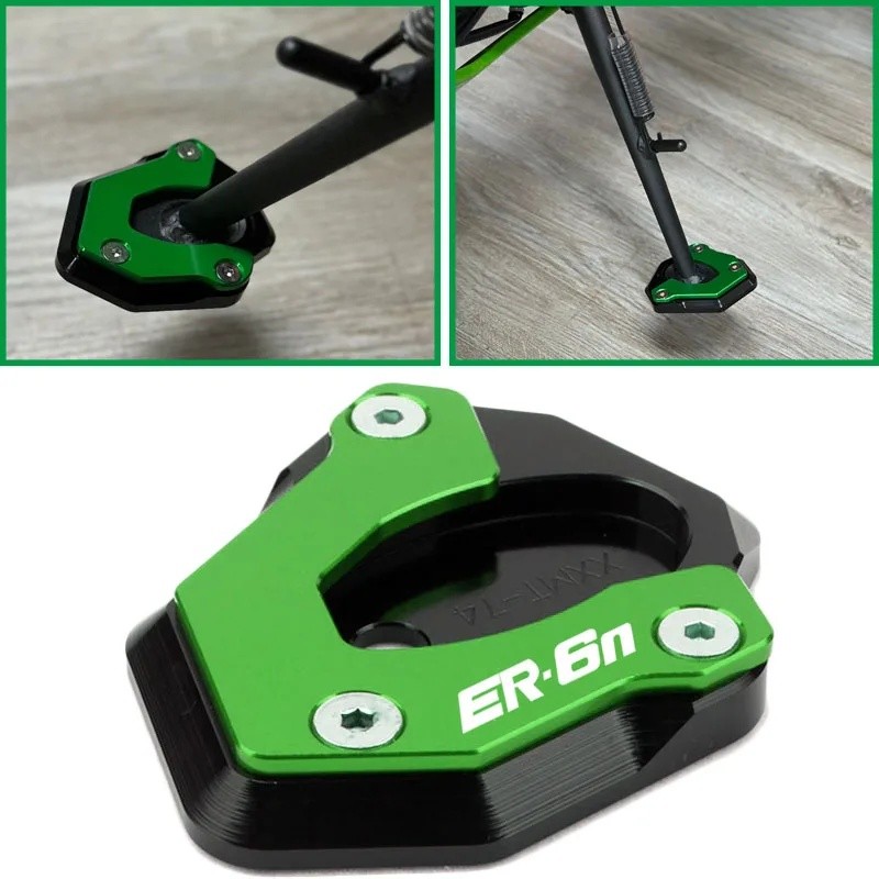 รถจักรยานยนต์ CNC Kickstand Sidestand ขาตั้งขยาย Pad Fit สําหรับ ER-6N ER6N ER 6N ER-6F ER6F ER 6F 2