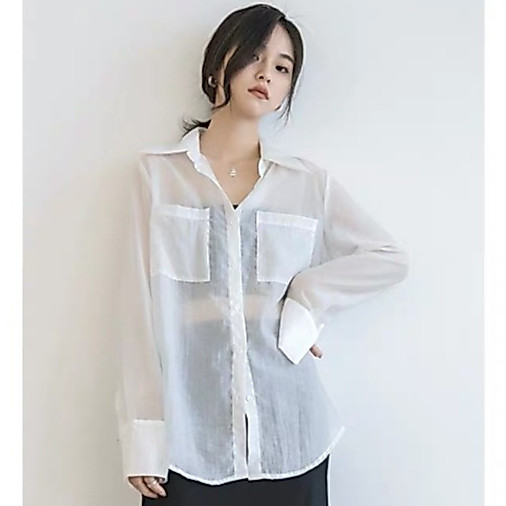 CF016 TARA Shirt  เสื้อเชิ้ต กระเป๋าคู่ ทรงโอเวอร์ไซร์ ทรงน่ารักมาก ผ้าชีฟองเนื้อทราย ผ้าดี ใส่สบายไม่ร้อน