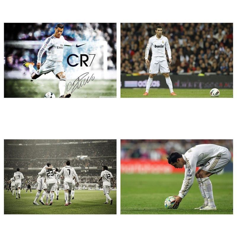 海欧冠球 ซ่อนถ้วยดาว墙贴 自粘室墙室ผนังโรงแรม装' 饰贴 Cristiano Ronaldo โปสเตอร์ UEFA Champions League World Cup S