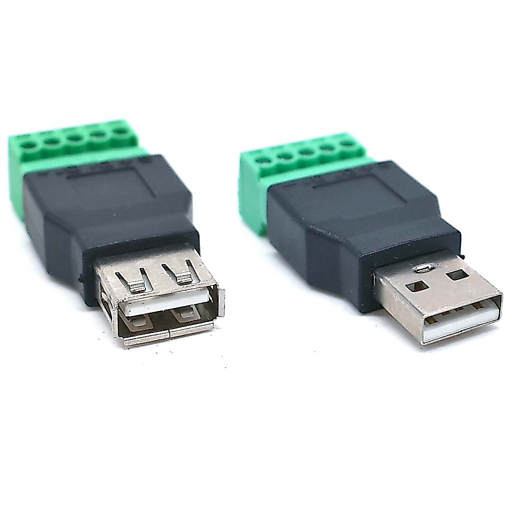 USB Type A ชายหญิงถึง 5 พินสกรู 5P terminal Connector 2.0 ปลั๊กอะแดปเตอร์แปลง DIY 4 ซ็อกเก็ต cabling