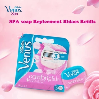 Gillette Venus ผู้หญิงมีดโกนใบมีด 3 ชั้นพร้อมสบู่บาร์ Smooth Shaving Blade Lady Body Curve เปลี่ยนตลับหมึกเติม 3 ชิ้น