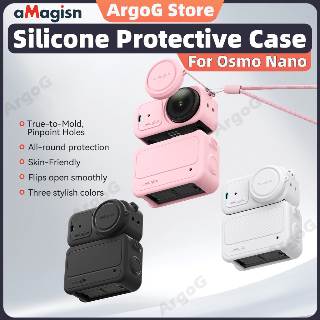 aMagisn เคสซิลิโคน DJI Osmo Nano คลุมรอบตัว พร้อมฝาครอบเลนส์และสายคล้อง กันรอยขีดข่วน อุปกรณ์เสริม Osmo Nano