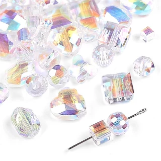 แฟชั่นคริสตัล AB สีลูกปัด Faceted แก้วคริสตัลลูกปัดสําหรับต่างหูสร้อยคอสร้อยข้อมือ DIY เครื่องประดับทําอุปกรณ์เสริม