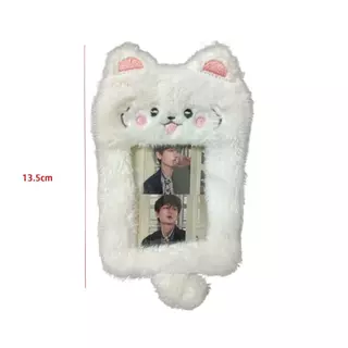 BACKSTAGEEET4FC3 Photo Card Holder, Multifunctional Plush Photocard ,คุณภาพสูงหมี/กระต่าย/Chick การ์ตูนน่ารัก Idol Photos ฝาครอบป้องกันโรงเรียน Office