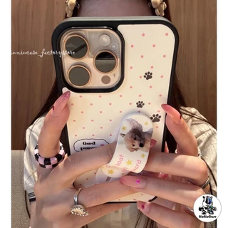 ที่วางพลาสเตอร์ลายดาวสีชมพูน่ารักบนพื้นขาว KT For iphone 17 16 15 14 13 12 11 pro max เคสไอโฟนสวยๆ กันกระแทก เคสป้องกัน