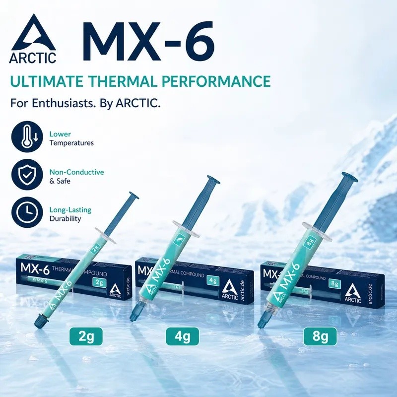 ARCTIC MX-6 2G 4G 8G Thermal Paste การนําไฟฟ้าความร้อนสูงสําหรับกราฟิกการ์ด CPU แล็ปท็อปคอนโซลการนํา