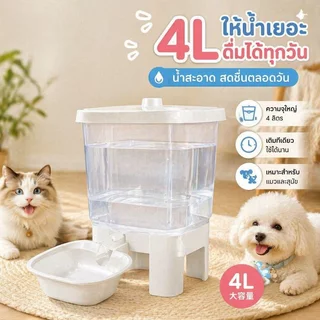 ถังน้ำพุแมว อัตโนมัติ ถังดื่มสัตว์เลี้ยง เงียบ ความจุใหญ่ 3 4L วัสดุหนา สำหรับแมวหมา BHQ