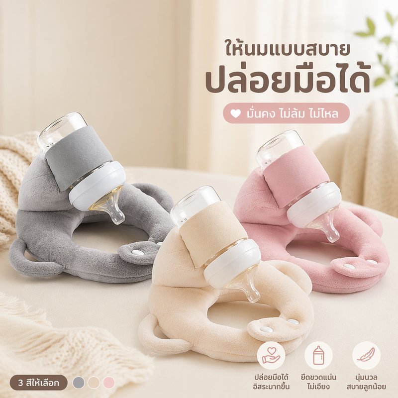 หมอนป้อนนมเด็ก หมอนรองขวดนม ที่จับขวดนม แบบมือฟรี ผ้าฝ้ายนุ่ม ปลอกถอดซักได้ สำหรับทารก