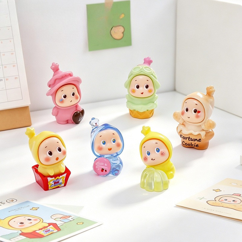 6PCS พุดดิ้งหวานเค้กขนม Starry Baby 3D เรซิ่น Charms สําหรับ DIY(11-464)