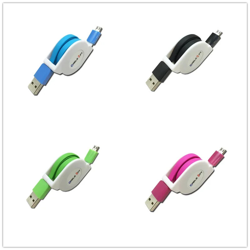 สาย Micro USB แบบพับเก็บได้ Fast ชาร์จปรับความยาวสายชาร์จสําหรับ Samsung Galaxy S7 S6 Edge J3 J5 J7 