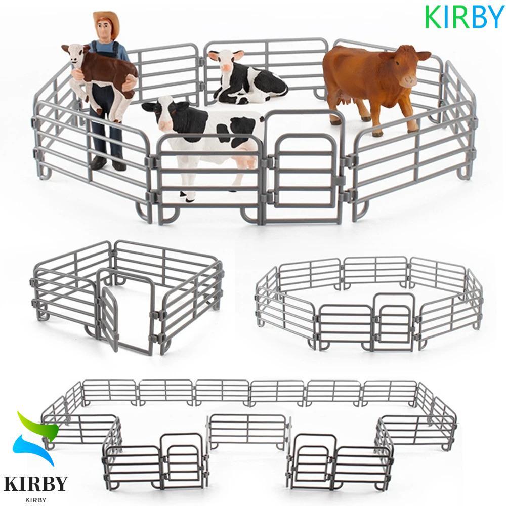 KIRBY จําลองฟาร์ม Ranch DIY รั้ว, อุปกรณ์รั้วฟาร์ม DIY จําลอง Ranch ตุ๊กตาสวนสัตว์รุ่นพลาสติก Miniat