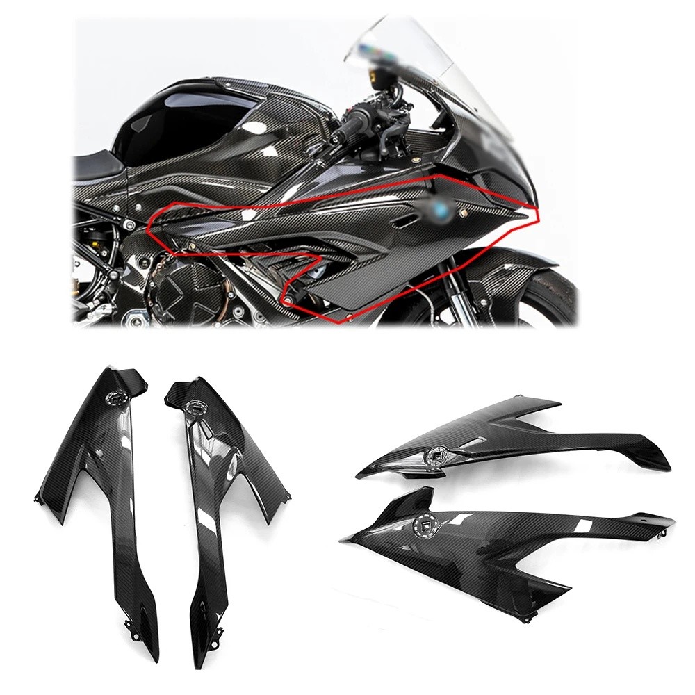 คาร์บอนไฟเบอร์รถจักรยานยนต์สําหรับ BMW S1000RR S 1000RR S1000 RR ด้านข้าง Fairing ด้านข้างแผงด้านข้า