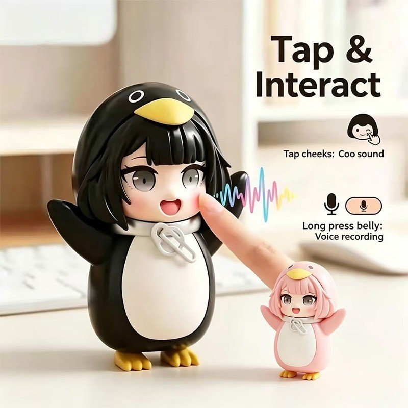 น่ารัก 3D Penguin เครื่องบันทึกเสียงของเล่น One คลิกบันทึก Playback Gugu Gaga เสียงแบบพกพามินิพูดคุยเพนกวินตุ๊กตาเด็กของขวัญ
