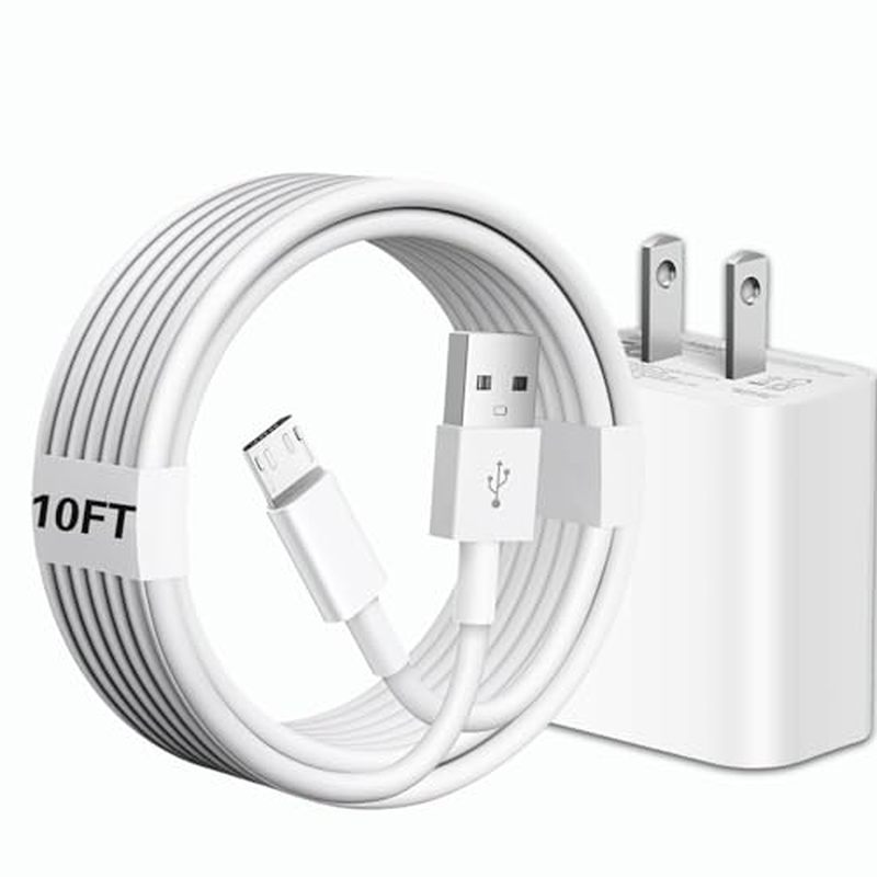 USB A ถึง Micro USB Cable 10ft USB ชาร์จบล็อก 5v 2a อะแดปเตอร์สําหรับ Samsung Galaxy Tab A, E, S, S2
