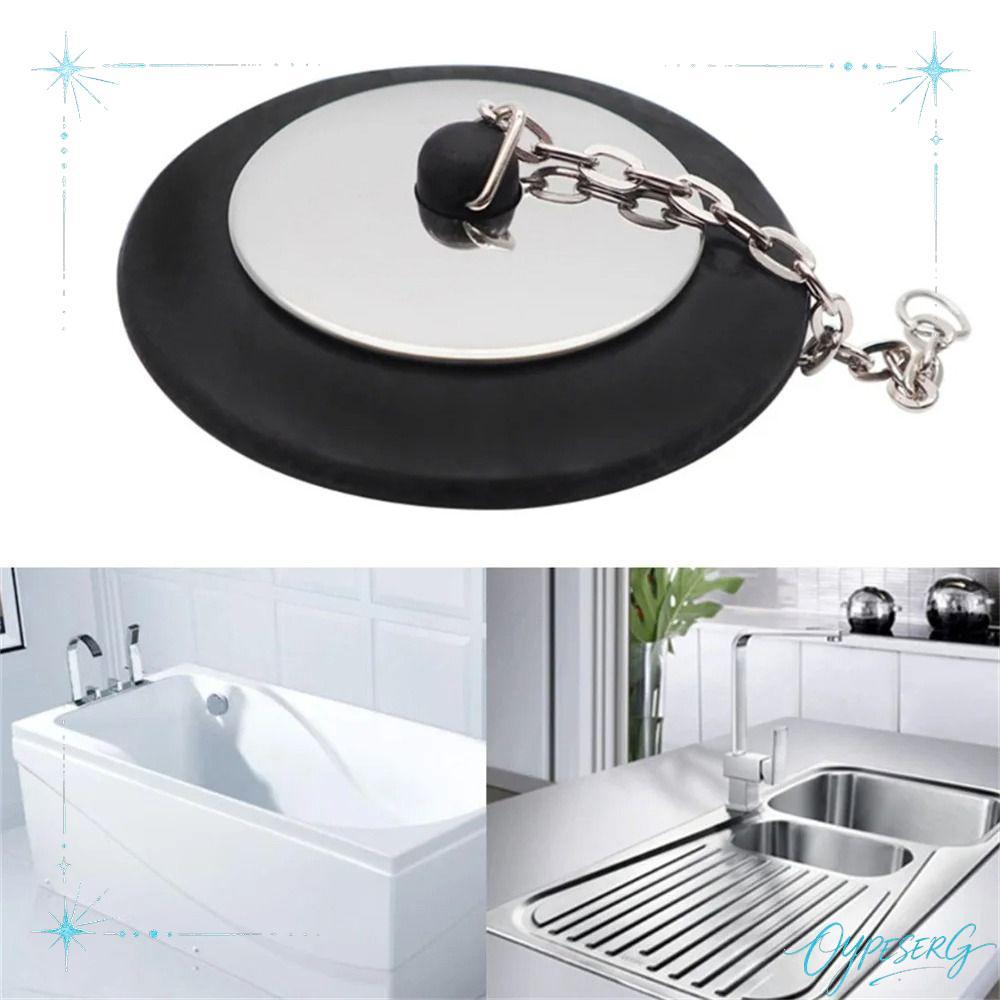 OYPESERG 1 ชิ้น Tub Stopper, พร้อมโซ่ Universal Bath Tub Drain, พร้อมแหวนแขวน 4/4.3/5 ซม.ซิลิโคนอ่างอาบน้ําปลั๊กอุปกรณ์เสริม
