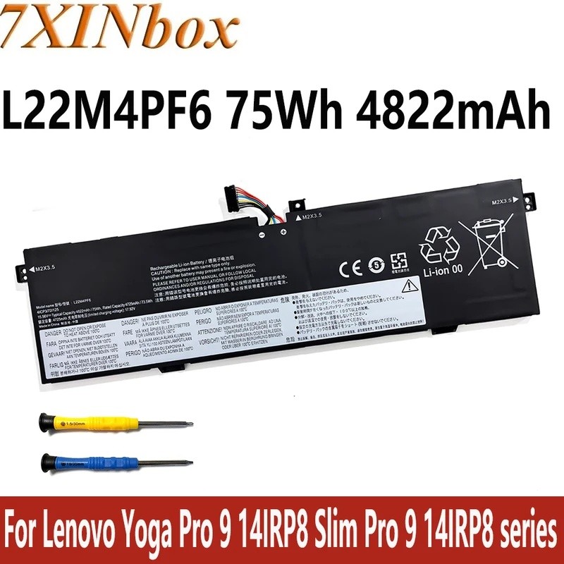 7XINbox L22M4PF6 L22C4PF6 15266V 75Wh 4822mAh แบตเตอรี่แล็ปท็อปสําหรับ Lenovo โยคะ Pro 9 14IRP8 Slim