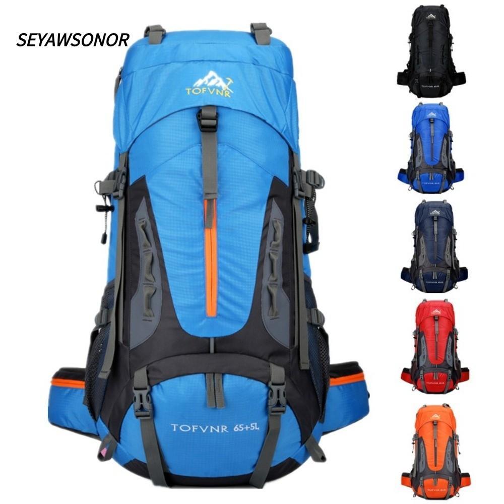 SEYAWSONOR กระเป๋าเป้สะพายหลังแคมป์ปิ้ง, 70 L กระเป๋าเป้เดินทางขนาดใหญ่, สายสะพายที่ใช้งานได้จริงกระ