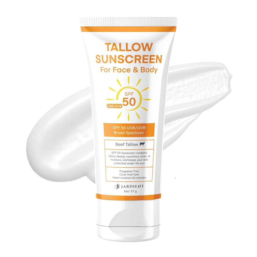 Beef Tallow Sunscreen SPF 50 with Mineral : Instant Sun Protection Non Nano Zinc Oxide Sunblock- สูต
