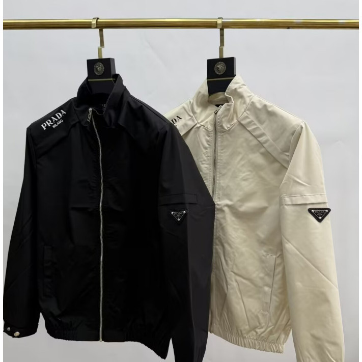 [M-4XL] แฟชั่น PRADA Lapel Jacket ไนลอนคุณภาพสูงกีฬากลางแจ้งชุดเบสบอลผู้ชาย