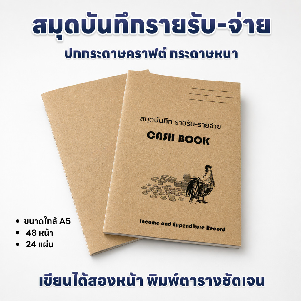 สมุดบันทึกรายรับรายจ่าย A5 ปกคราฟต์ 24 แผ่น