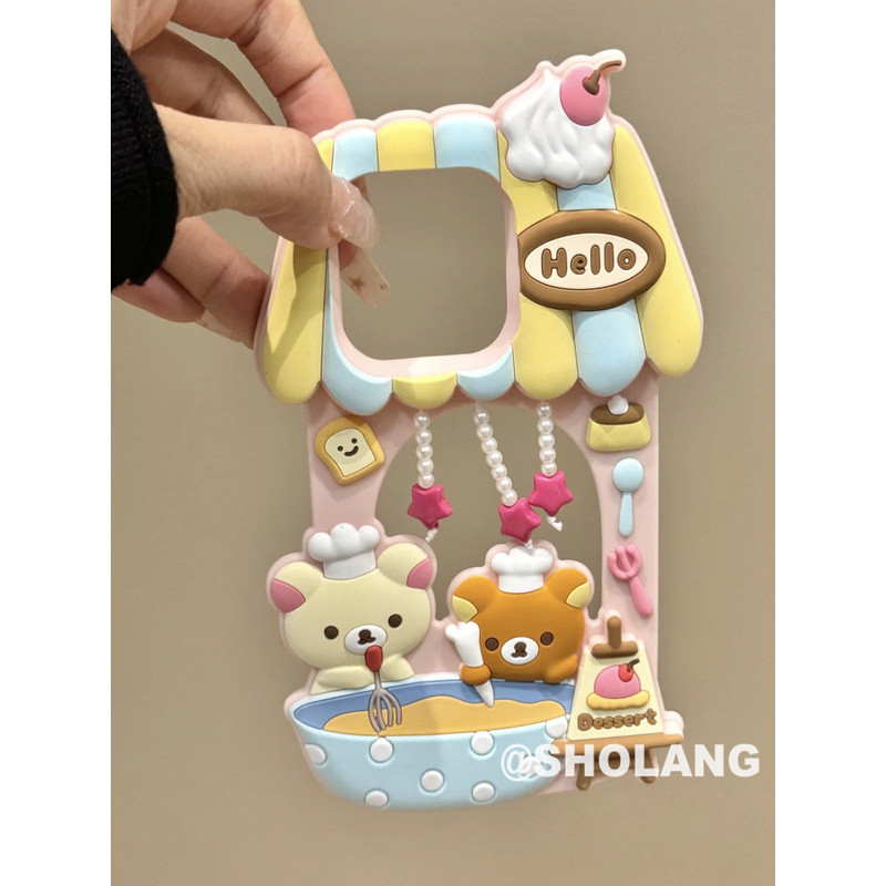 สามมิติขนมหมีสาว Rilakkuma iphone17promax เคสโทรศัพท์ Apple 16 ซิลิโคน 14 รวมทุกอย่าง 13 กันกระแทก 1