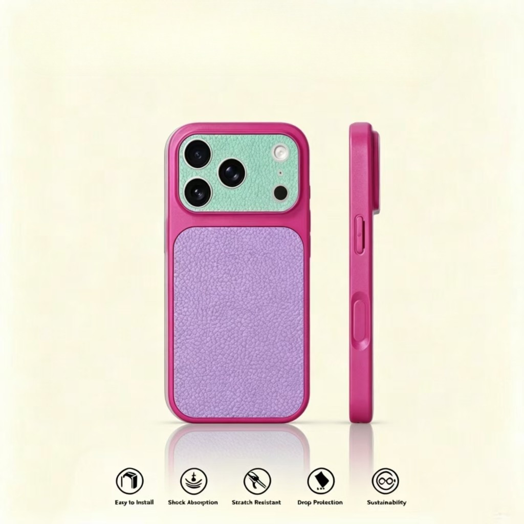 ใหม่สไตล์ Dopamine Contrast สีลิ้นจี่เคสโทรศัพท์สําหรับ iPhone 17 Pro Max 16 15 14 13 12 Pro Max 11 ซิลิโคนกันกระแทกขอบนุ่มฮาร์ดปกหลัง