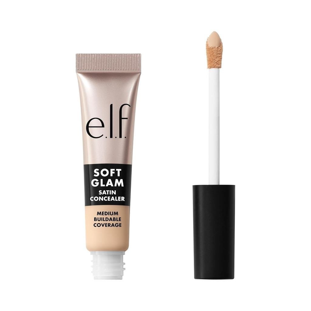 Elf คอนซีลเลอร์ Soft Glam Satin ปกปิดปานกลางสําหรับฝ้าและใต้ตา รอยเหี่ยวย่น ติดทนนาน มังสวิรัติ และป