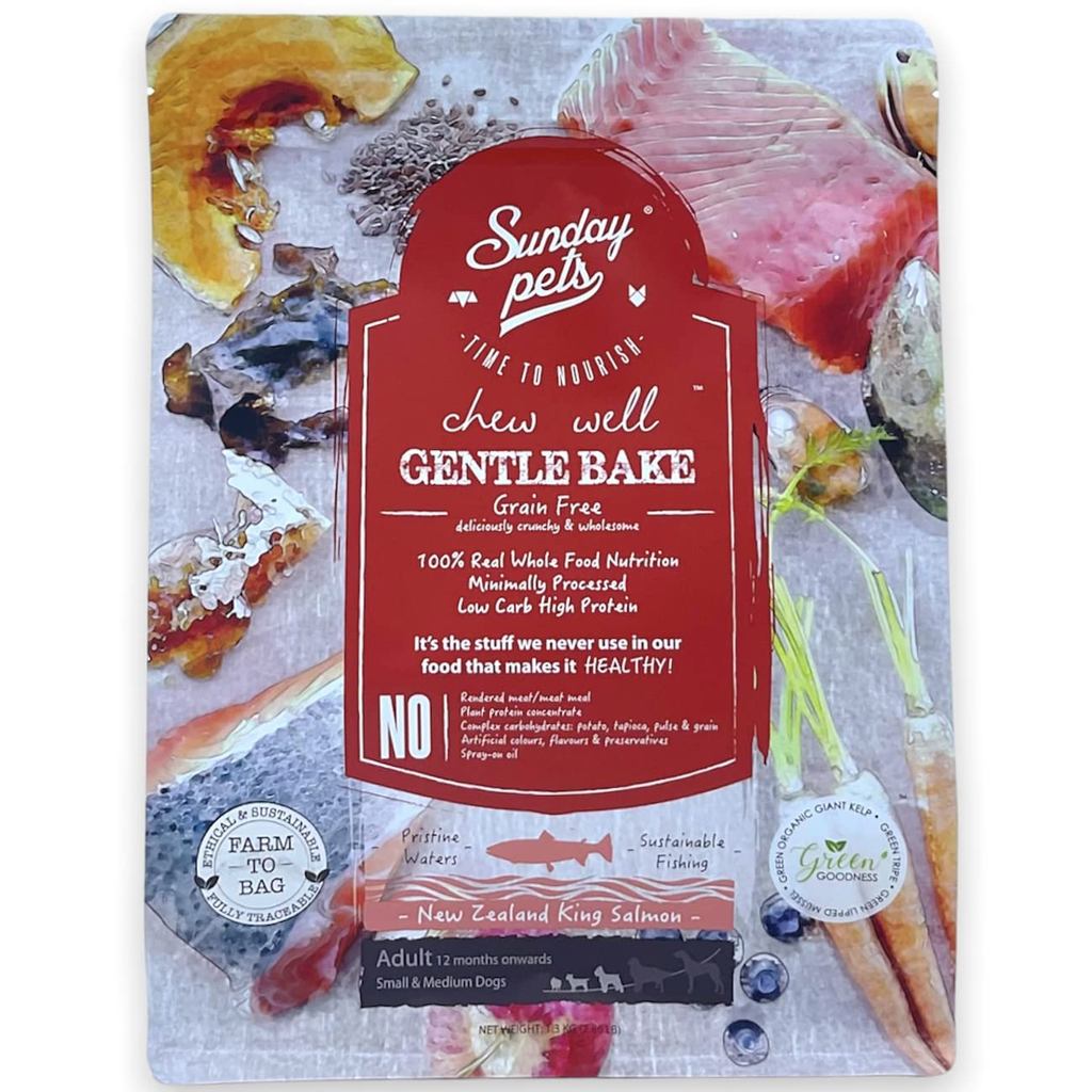 Sunday Pets Gentle Bake King Salmon พร้อมผ้าขี้ริ้ว 13กก Sunday Pets Grain Free