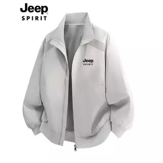 JEEP SPIRIT Men Stand Collar เบสบอล Flight Jacket Casual Windproof Outerwear Top Daily Fashion Coat