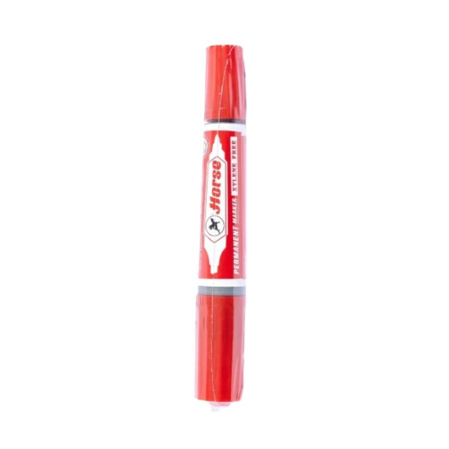 ตราม้า ปากกาเคมีแดง Horse Red 2Tip Permanent 1Pcs.