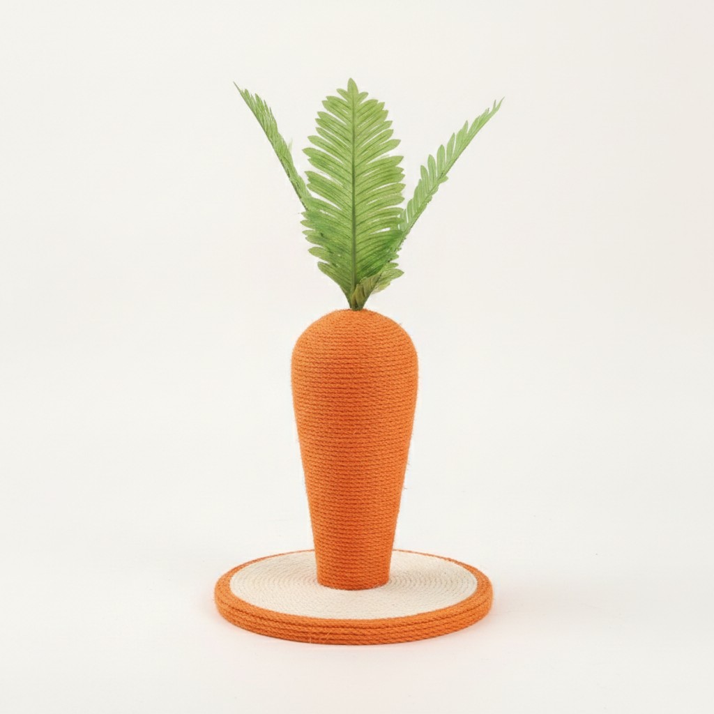 Carrot Scratching Post Playful Cat Scratching Post Scratcher พร้อมใบของเล่น Stable Pet Supply แนวตั้