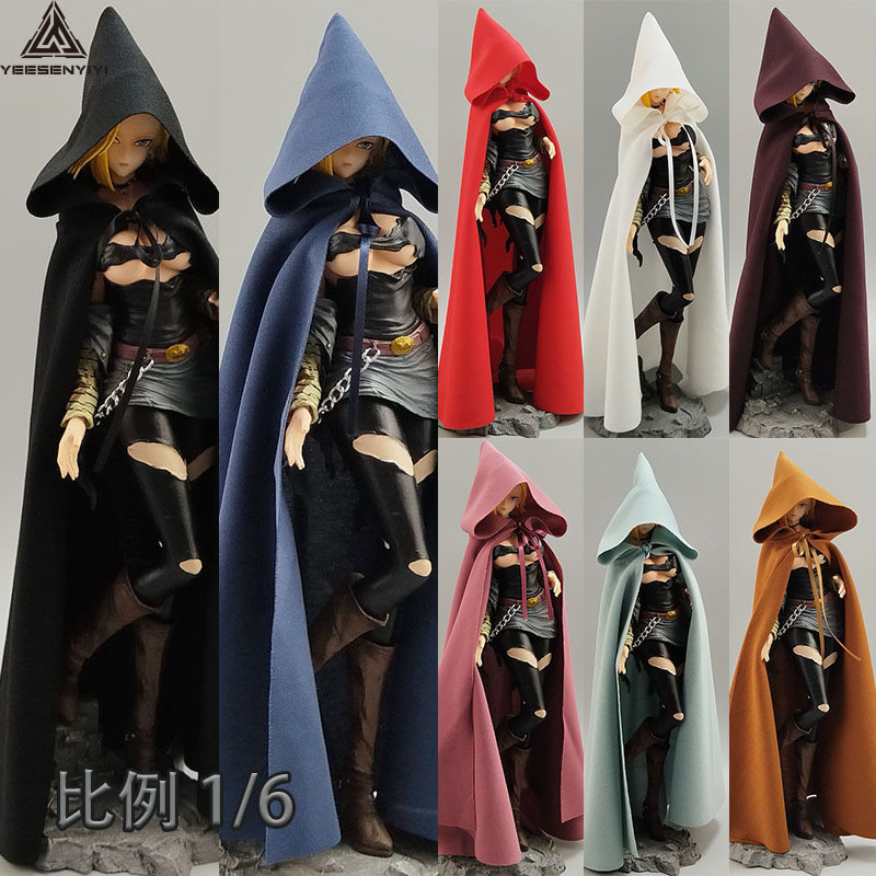 Original 1/6 ทหาร Wizard Hooded Cloak 40 ซม.ตุ๊กตา BJD เสื้อคลุม 30 ซม.เสื้อผ้ารูป 8 สีพร้อมสต็อก