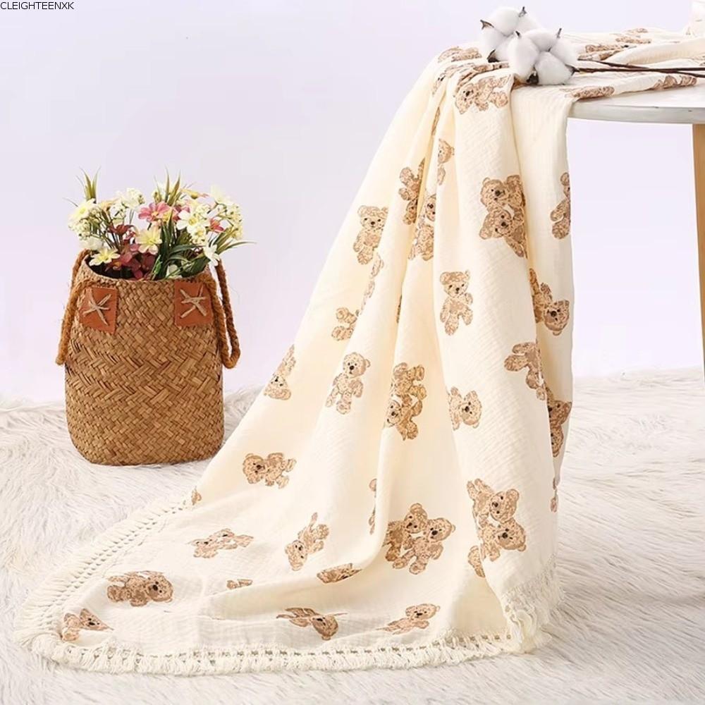 CLEIGHTEENCY Muslin Squares ผ้าห่ม, วัสดุผ้าฝ้าย Muslin Fabric Infant Swaddle ผ้าห่มลายตารางน่ารักทร