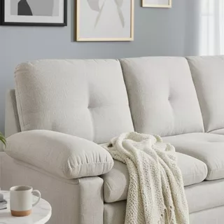 HomeHuk โซฟาผ้า 3 ที่นั่ง รุ่นออกัสต้า - สีน้ำตาลอ่อน