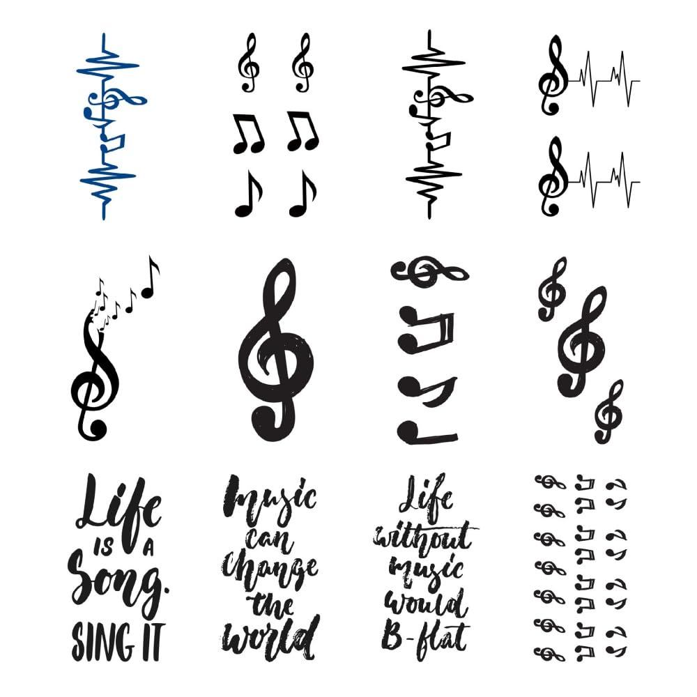 กีตาร์เพลงชั่วคราว Tattoo สติกเกอร์สีน้ํากันน้ําผู้ใหญ่ผู้ชายผู้หญิงแขนไหล่กลับคอ Body Art 10.5X6 ซม