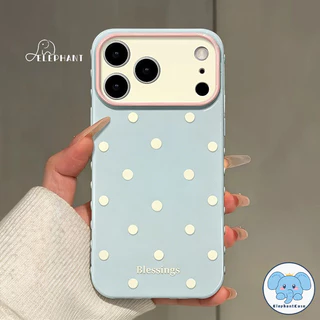 เคสไอโฟน11 17สำหรับ IPhone 17 Air 12 11 15 13 14 Pro Max 8 15 7 16 Plus X XR XS Maxเคสหัวใจฟองน้ำ ลายจุดสีคู่ สไตล์หวานๆ
