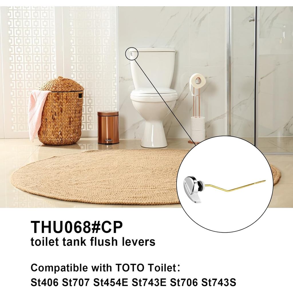 ชุดอะไหล่ทดแทนที่จับชักโครก,ที่จับก้านถังฟลัชสําหรับถังชักโครก TOTO Kohler,THU068#CP มือจับชักโครกด้